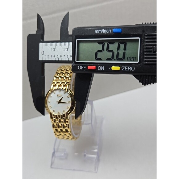 Womens ESQ by Movado Gold Plated Watch Mother of Pearl Dainty Dress New Battery main image 5